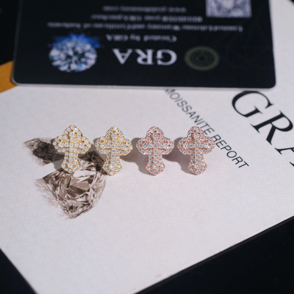Zuanfa Religious Moissanite Cross Earrings