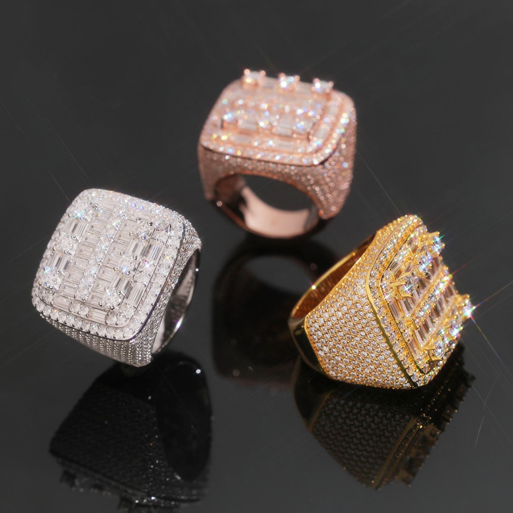 Square Hip Hop Mens Moissanite Ring