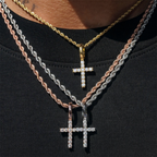 High Quality 2.5MM Moissanite Cross Pendant 18k Gold