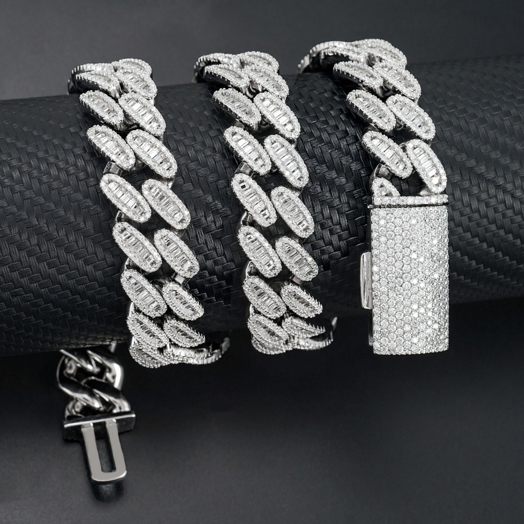 Heavy Round Shape 16MM Baguette Moissnaite Cuban Link Chain