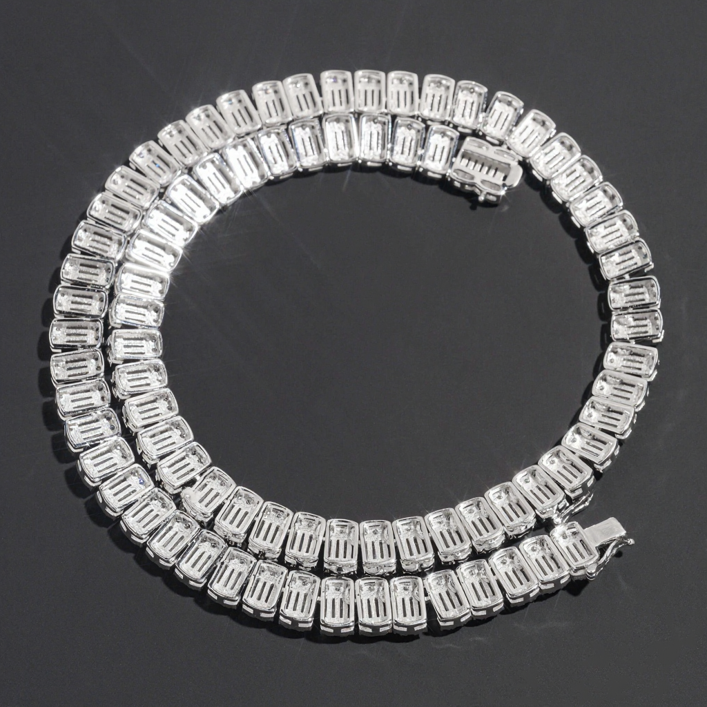 Baguette Diamond Luxury 10MM Moissanite Tennis Necklace