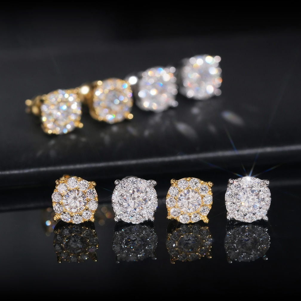 Iced Out Screw Back Moissanite Earrings