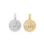 Round Plate 18k Gold Diamond Pendant