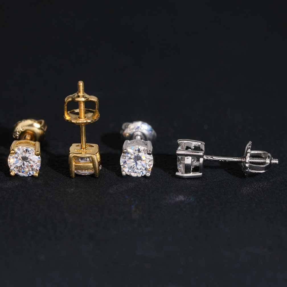 5.0mm Moissanite Solitaire Stud Earrings