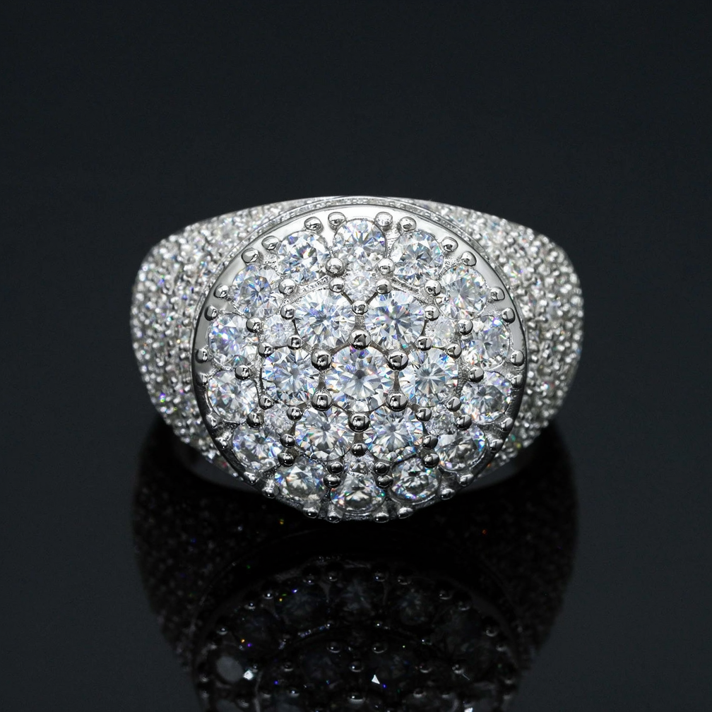 Iced Out Moissanite Mens Ring
