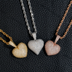 Iced Out Small Heart Moissanite Pendant