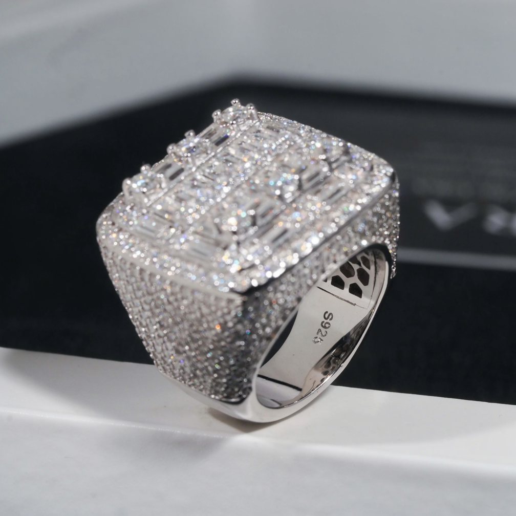 Square Hip Hop Mens Moissanite Ring