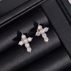 Hip Hop Style Moissanite Cross Earrings