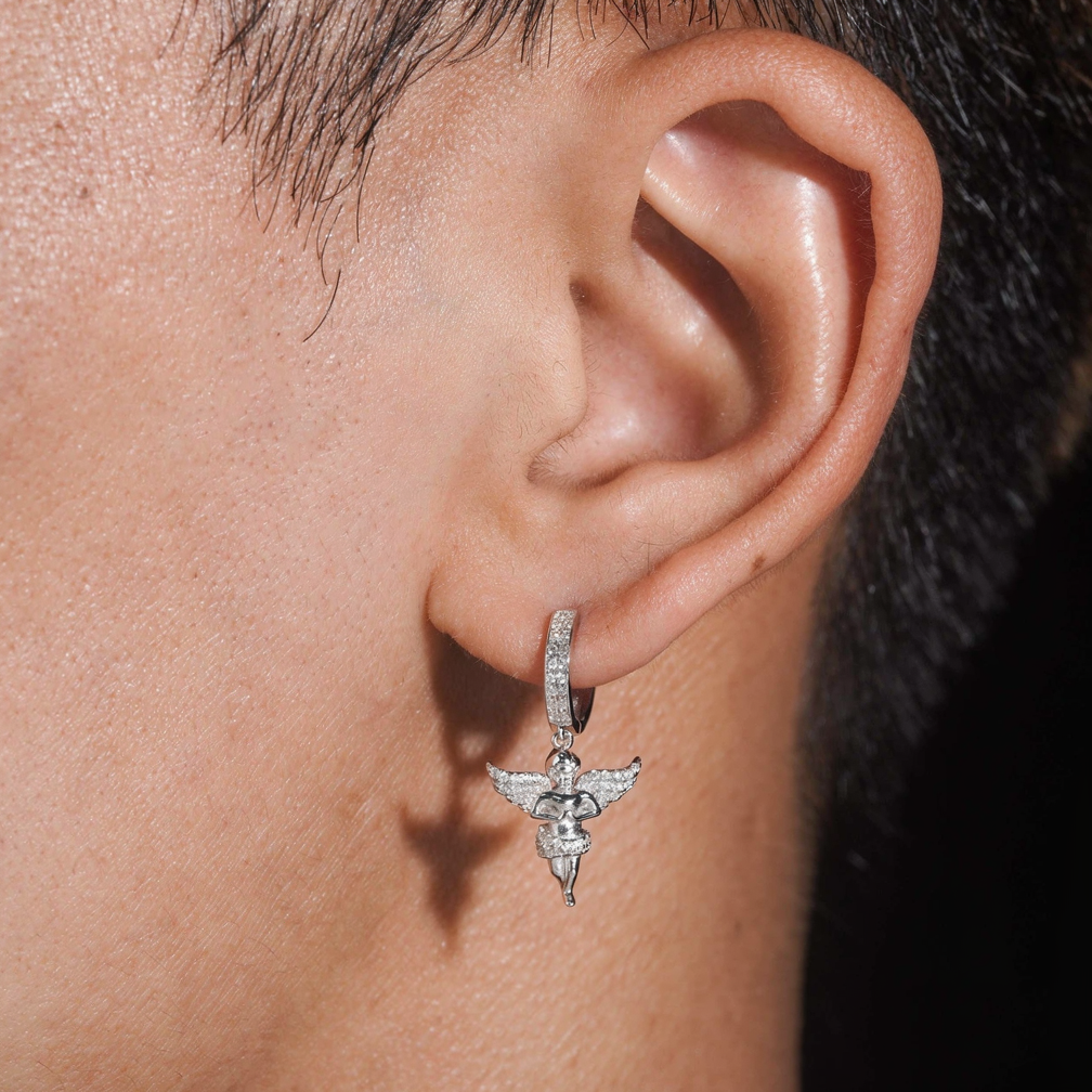 Angel Moissanite Hoop Dangle Earrings