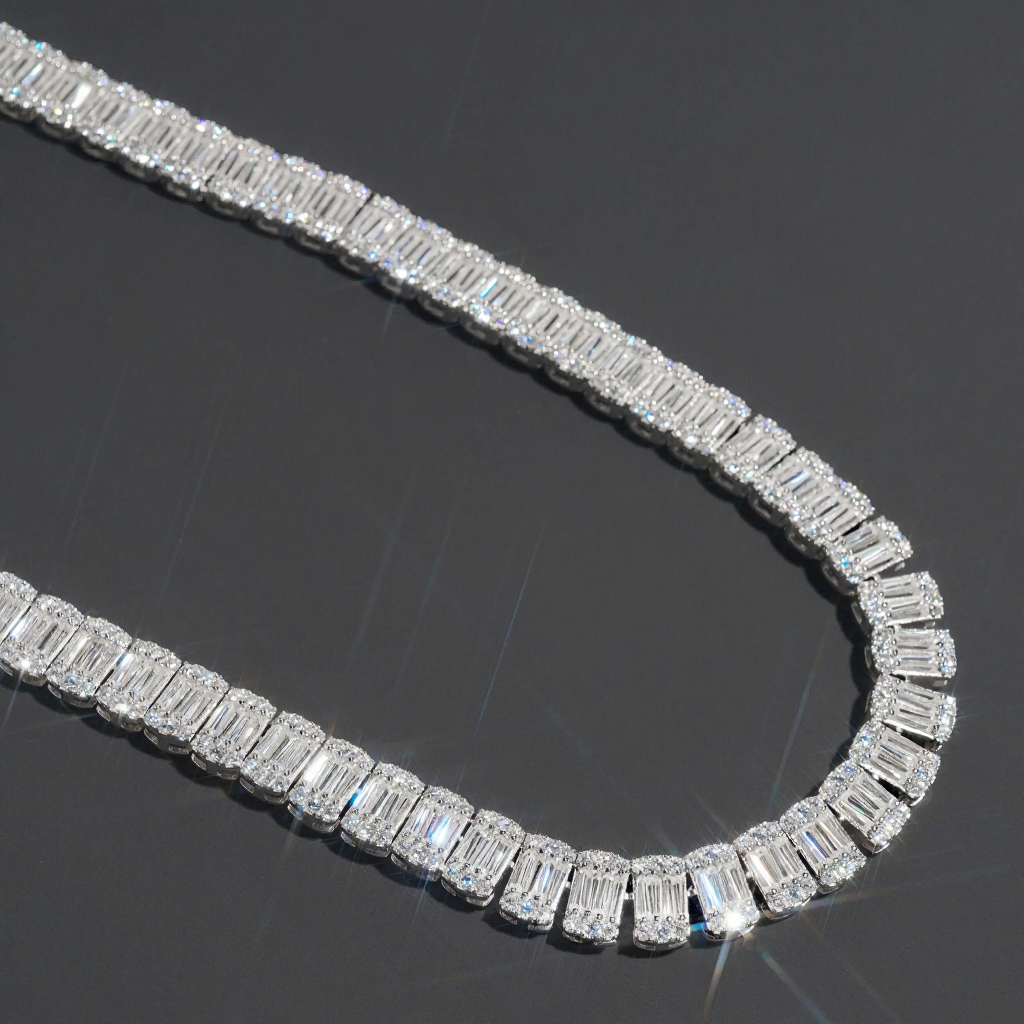 Baguette Diamond Luxury 10MM Moissanite Tennis Necklace