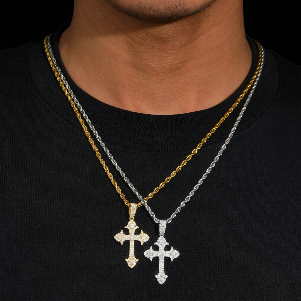 New Iced Out Moissanite Cross Pendant