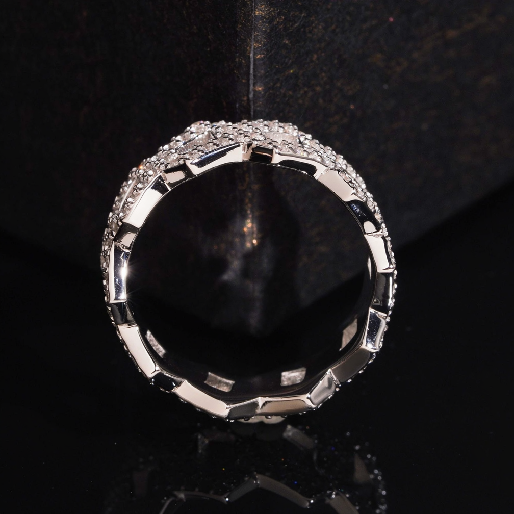 Hip Hop Style Full Pave Moissanite Ring