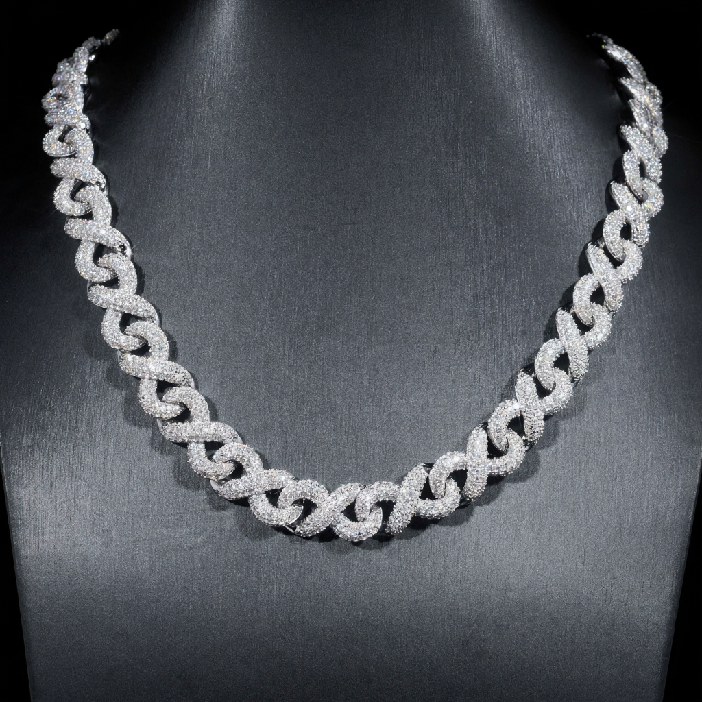 High Quality Iced Out 15MM Moissanite Infinity Cuban Link Chain