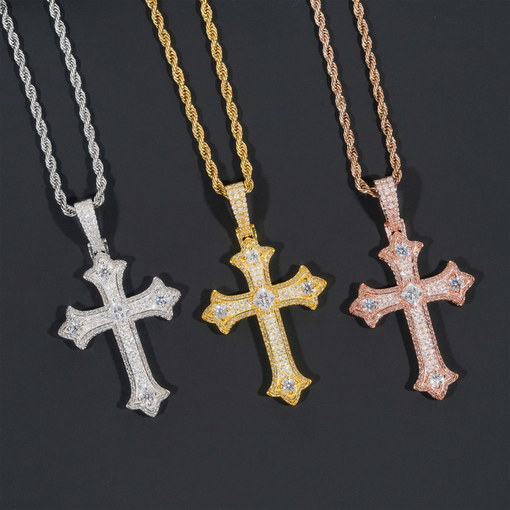 Hip Hop Iced Out Moissanite Cross Pendant