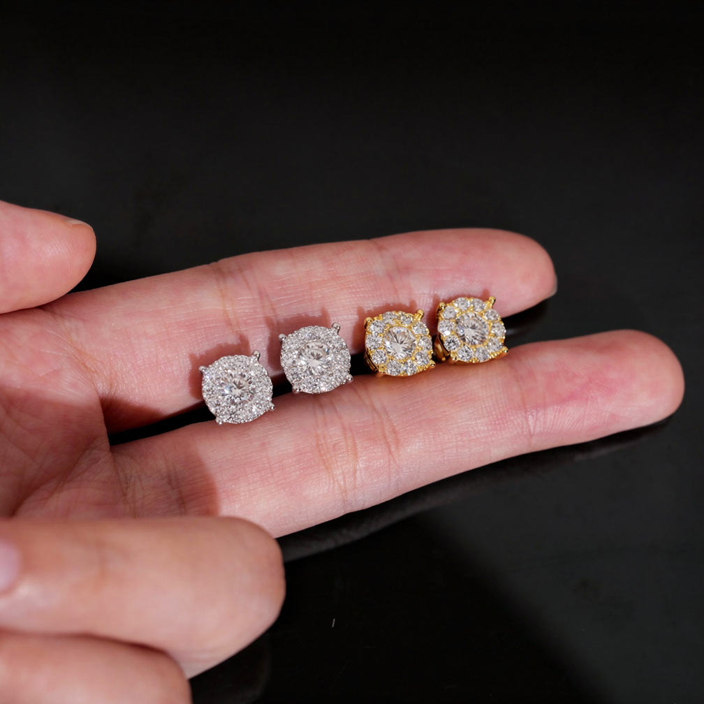 Iced Out Screw Back Moissanite Earrings