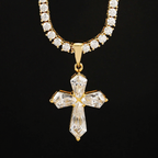 Fancy Shape Cross Moissanite Pendant 18k Gold