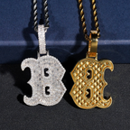 Letter B Baguette Design Moissanite Pendant 18k Gold
