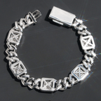 Iced Out Hip Hop 12mm Baguette Moissanite Diamond Cuban Link Bracelet
