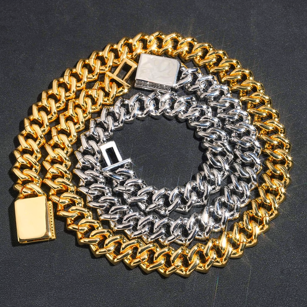 Heavy Solid 18k Gold Plated 19mm Miami Diamond Cuban Link Chain