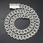 Round Cut Three Rows 16mm Moissanite Cuban Link Chain