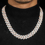Two Tone Color Luxury 16MM 925 Sterling Silver Cuban Chain Neckalce