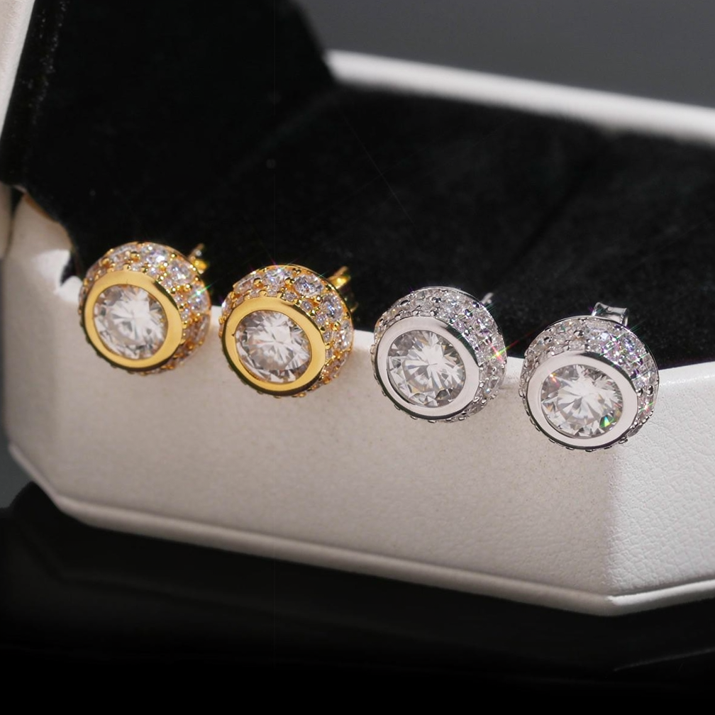 6.5mm Center Stone Bezel Setting Moissanite Earrings