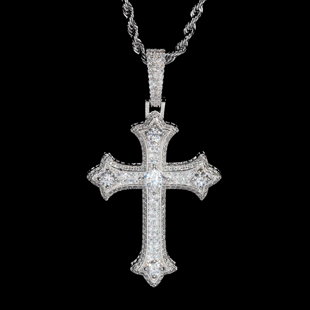 Hip Hop Iced Out Moissanite Cross Pendant