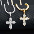 Fancy Shape Cross Moissanite Pendant 18k Gold