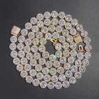 Big Round Diamond 18k Gold Plated Cuban Link Chain