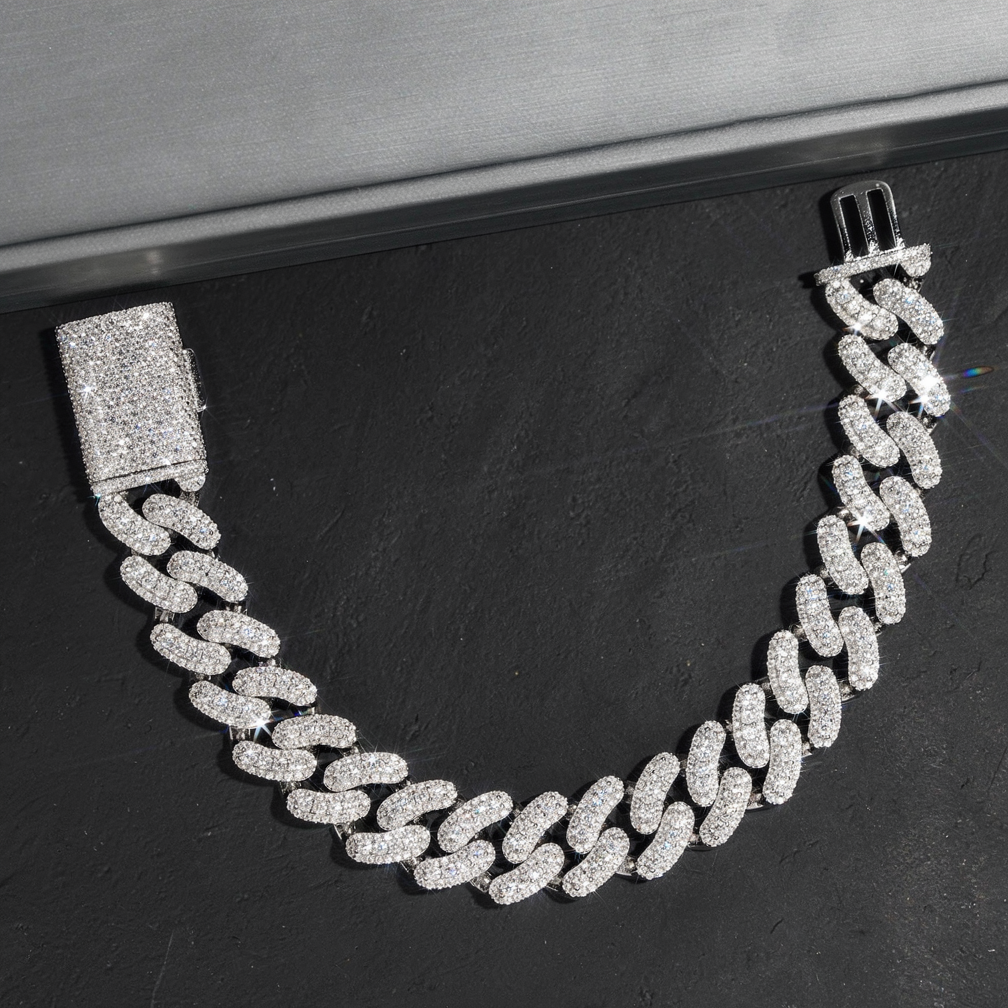 15mm width brass zircon miami cuban bracelet cuban chain