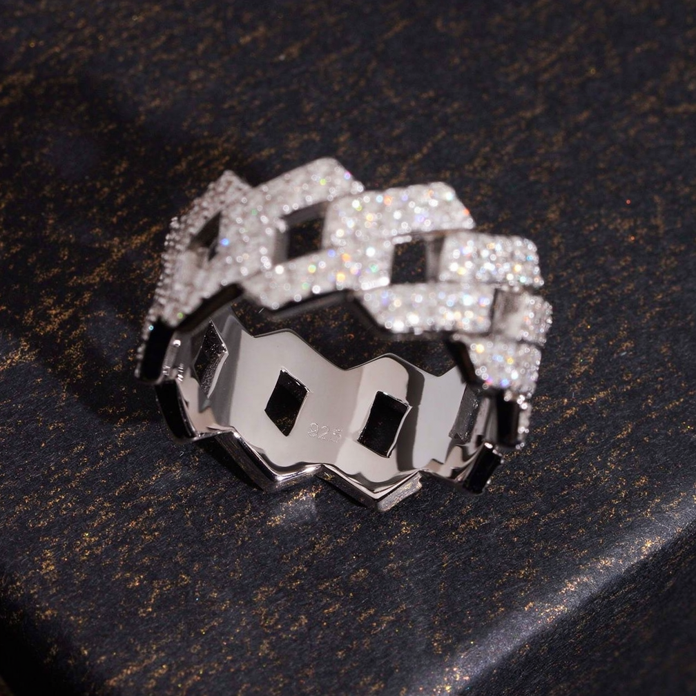Hip Hop Style Full Pave Moissanite Ring