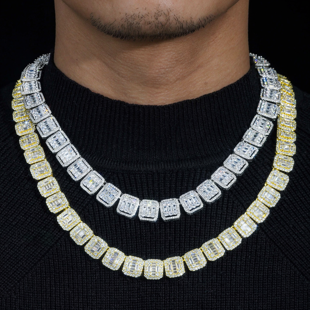New Design Fashion 13mm Baguette CZ Diamond Cluster Tennis Chain