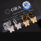 Fashion Butterfly Moissanite Hoop Earrings