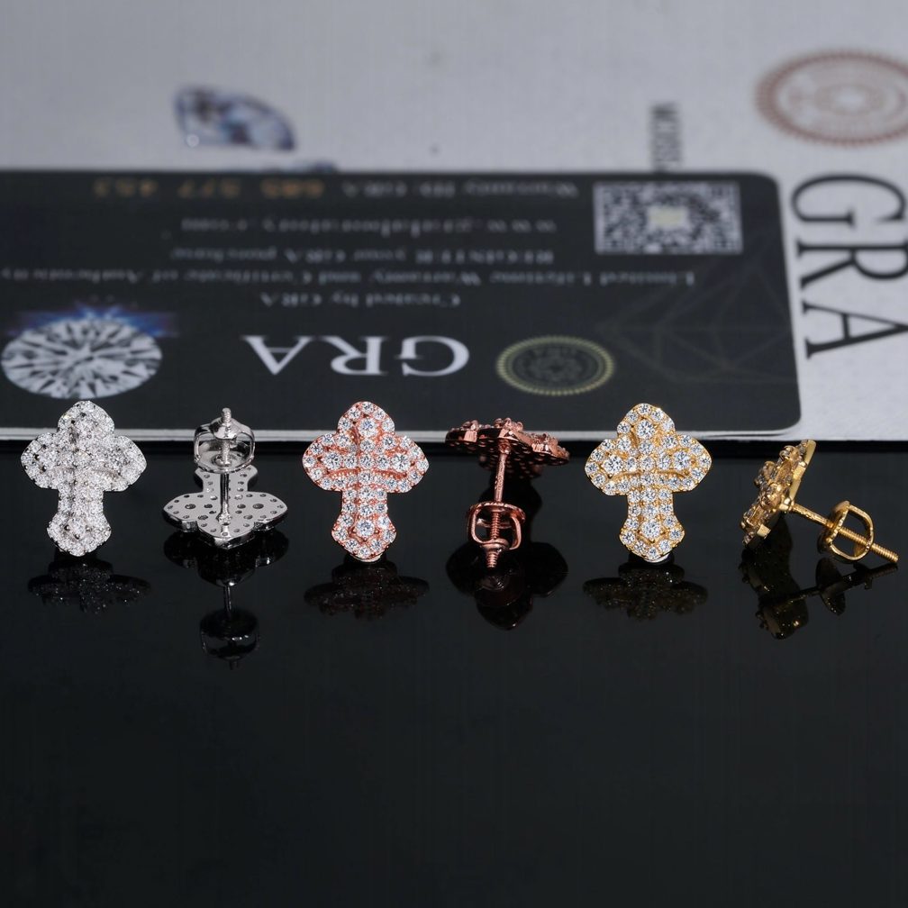 Zuanfa Religious Moissanite Cross Earrings