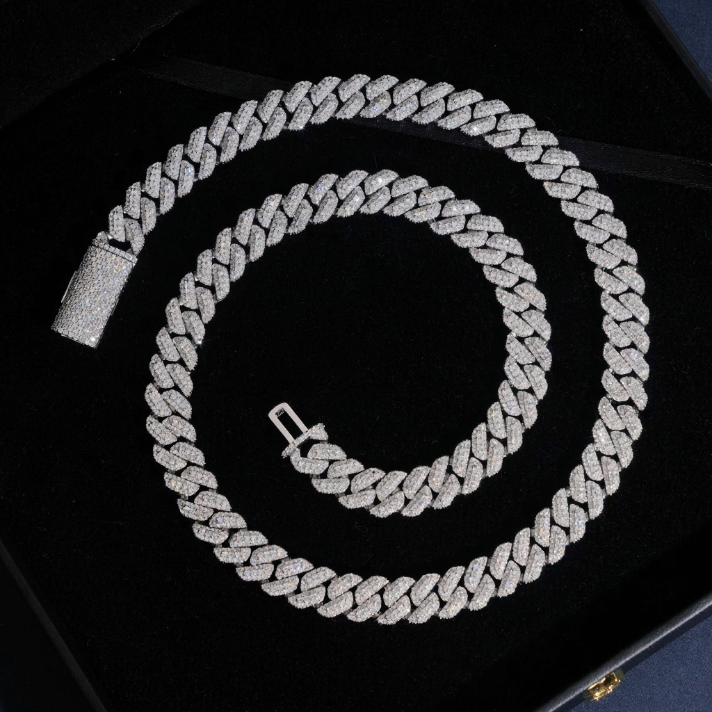10MM 3 Rows Moissanite Cuban Link Bracelet