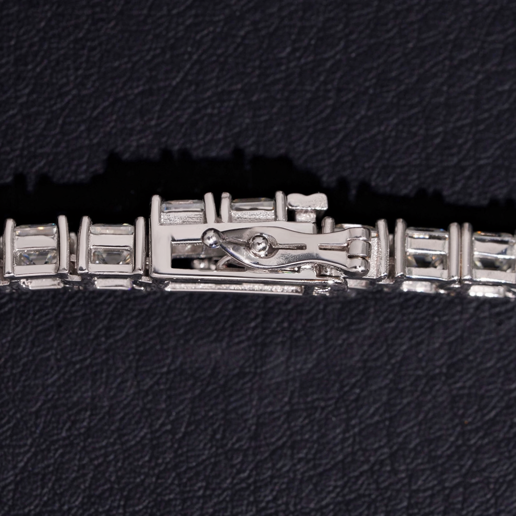 Zuanfa Asscher Cut 4*4mm Moissanite Tennis Bracelet