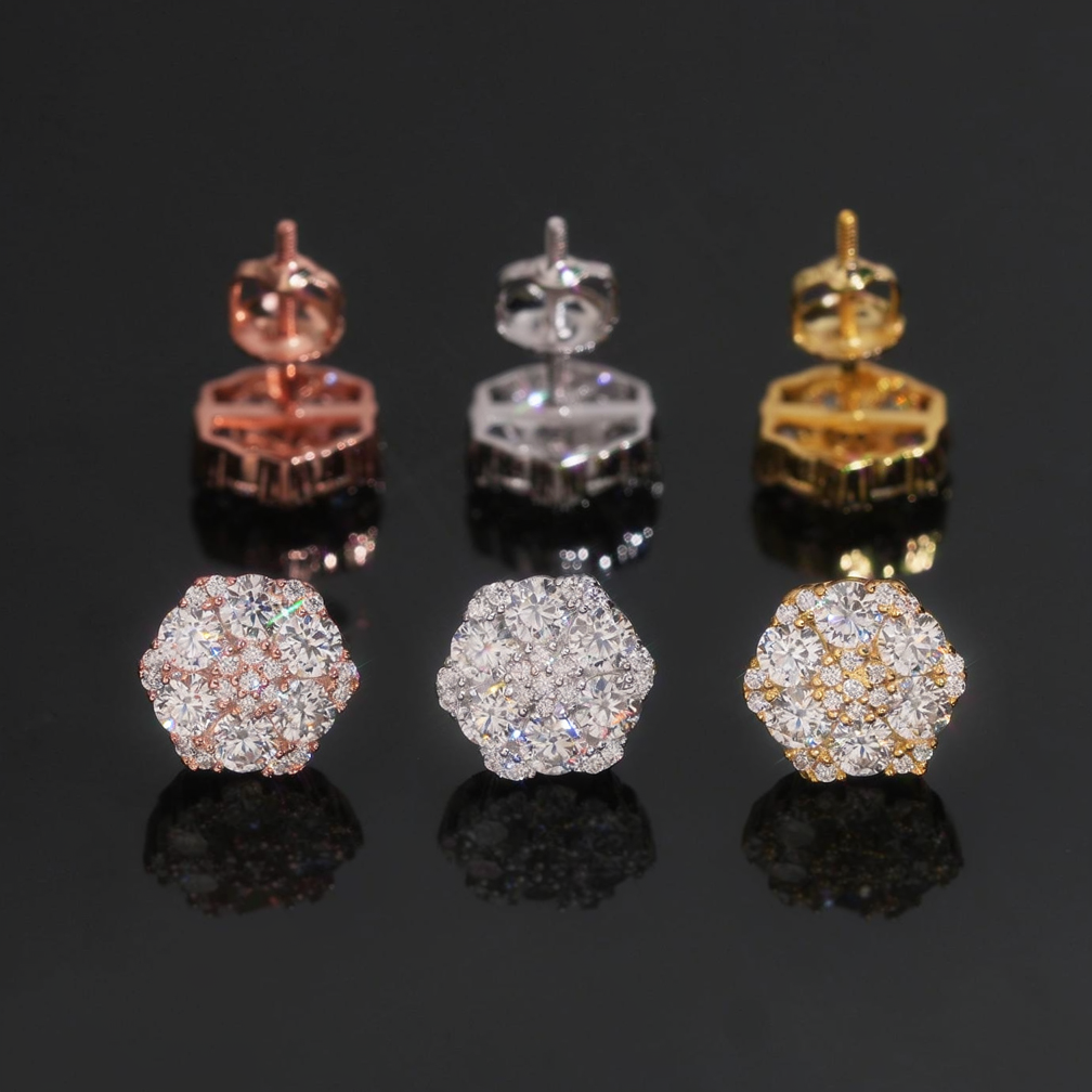 ZUANFA Cluster Moissanite Flower Earrings