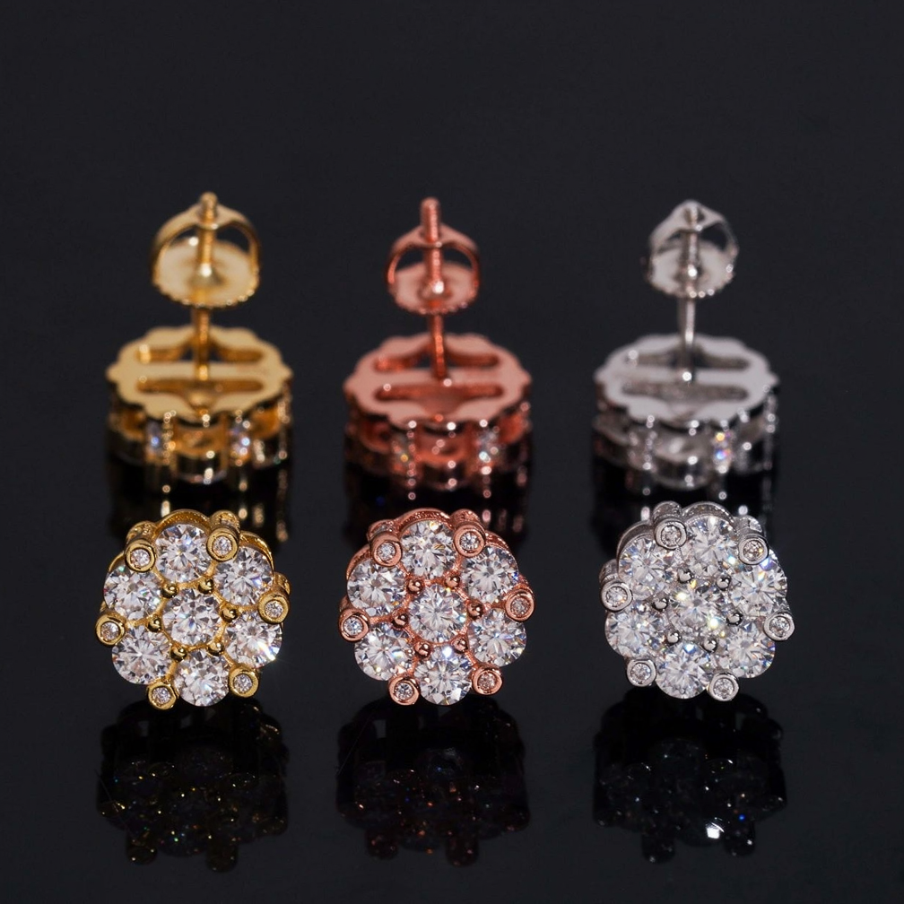 Zaunfa Luxury Flower Shape Moissanite Earrings
