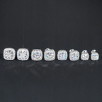 Square Shape Halo Design D Color Moissanite Earring