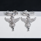 Angel Moissanite Hoop Dangle Earrings