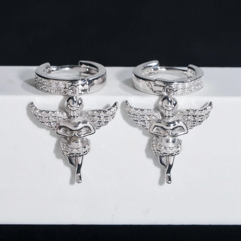 Angel Moissanite Hoop Dangle Earrings