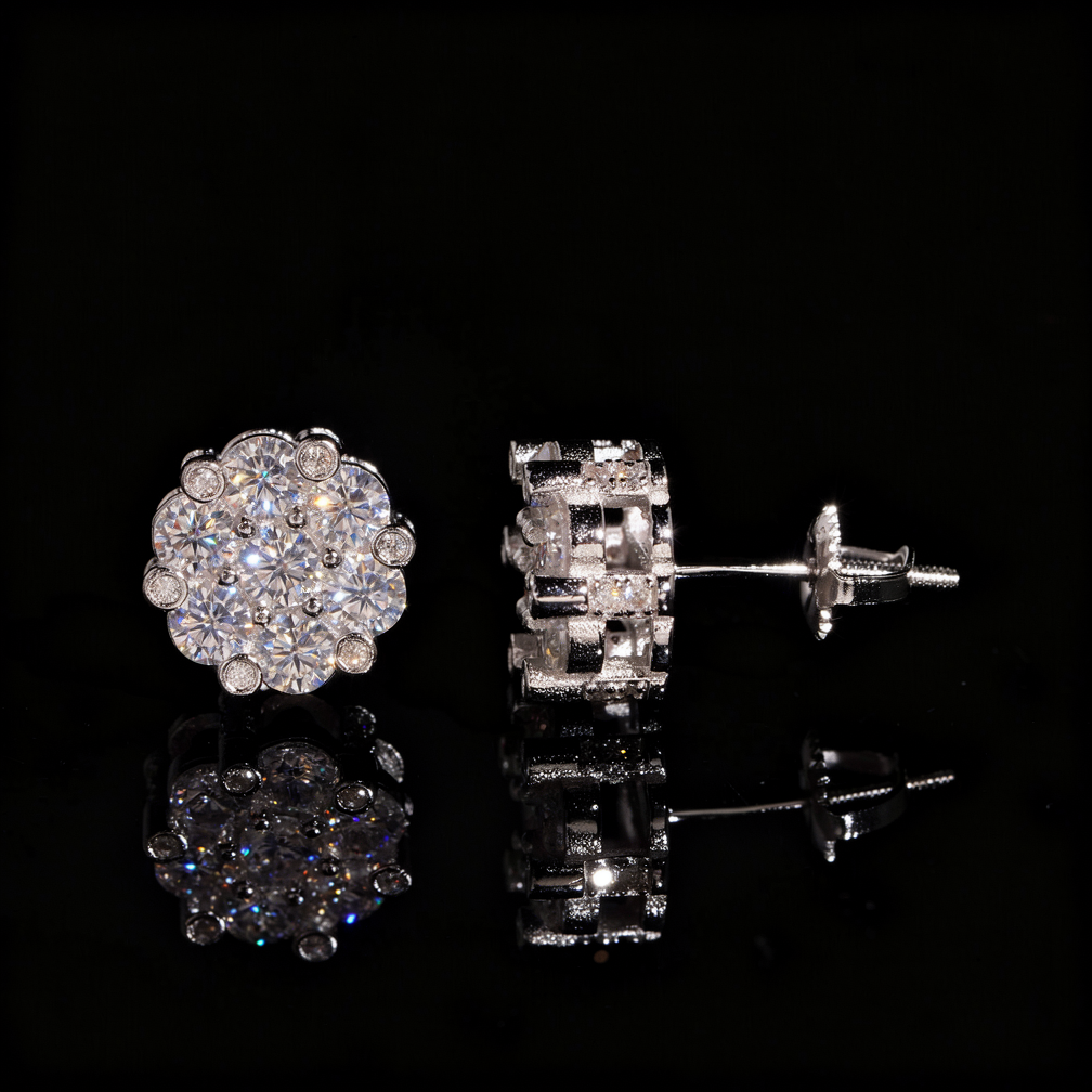 Zaunfa Luxury Flower Shape Moissanite Earrings