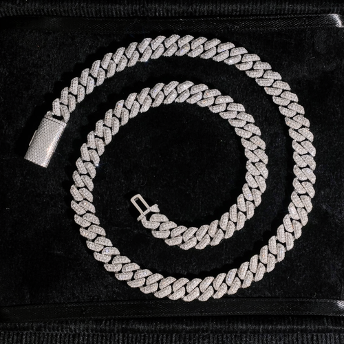 10MM 3 Rows Moissanite Cuban Link Chain