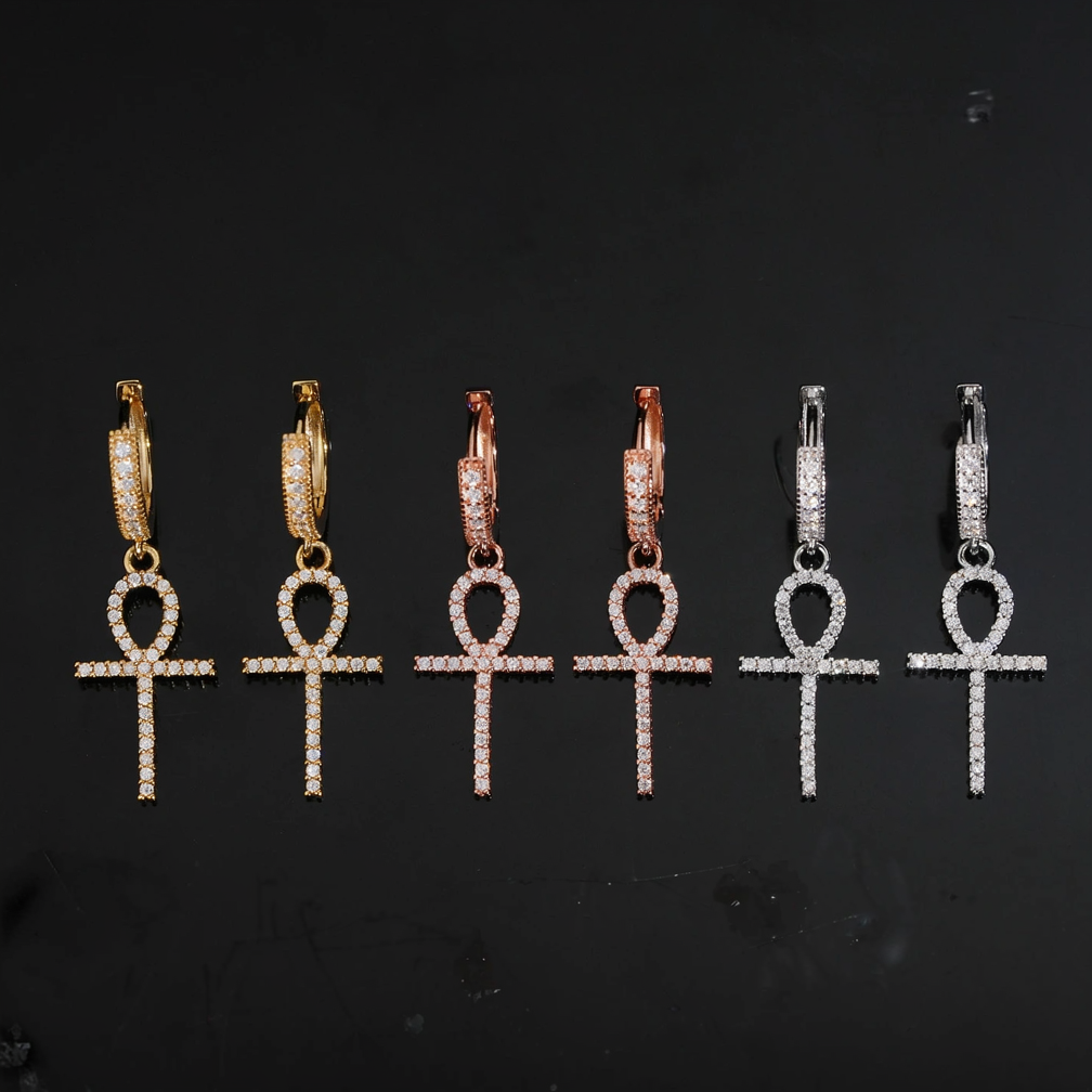925 Silver VVS Moissanite Cross Classic Earrings
