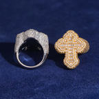 Iced Out Cross Moissanite Ring