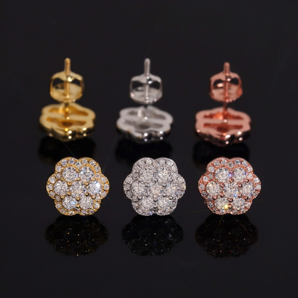 Zuanfa Moissanite Cluster Flower Earrings