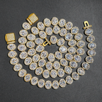 Luxury Oval Diamond 18k Gold Plated Cuban Link Chain