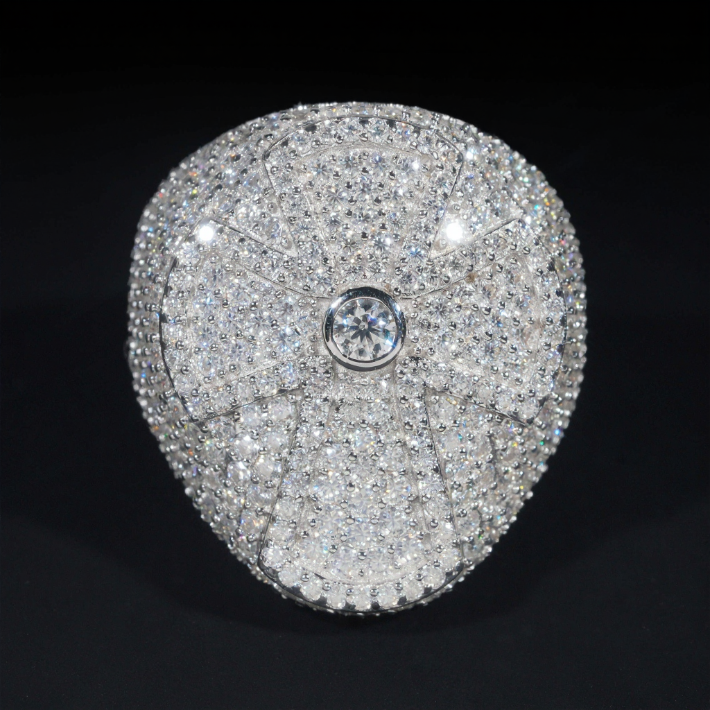 Popular Iced Out Mens Moissanite Cross Ring