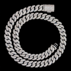 Moon Shape Two Row 12mm Moissanite Cuban Link Chain