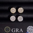Iced Out Circle Moissanite Stud Earrings